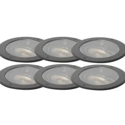 QAZQA Gartenbeleuchtung|Bodenstrahler Außen*Set van 6 dimbare buiten grondspots zwart IP65 incl LED - Delux Honey