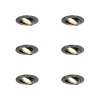 QAZQA Einbaustrahler|Wohnzimmerlampen*Set van 6 moderne inbouwspots gunmetal GU10 50mm rond kantelbaar - Edu