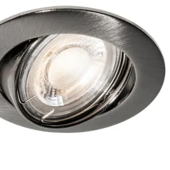 QAZQA Einbaustrahler|Wohnzimmerlampen*Set van 6 moderne inbouwspots gunmetal GU10 50mm rond kantelbaar - Edu