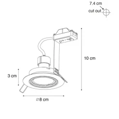 QAZQA Einbaustrahler|Wohnzimmerlampen*Set van 6 moderne inbouwspots gunmetal GU10 50mm rond kantelbaar - Edu