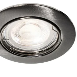 QAZQA Einbaustrahler|Wohnzimmerlampen*Set van 6 moderne inbouwspots gunmetal GU10 50mm rond kantelbaar - Edu