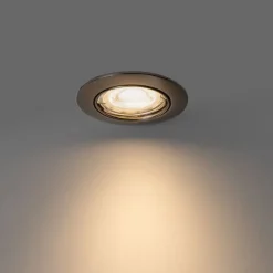 QAZQA Einbaustrahler|Wohnzimmerlampen*Set van 6 moderne inbouwspots gunmetal GU10 50mm rond kantelbaar - Edu