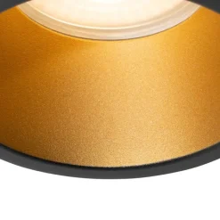 QAZQA Badezimmerlampen|Schlafzimmerlampen*Set van 6 moderne inbouwspots zwart met goud GU10 70mm IP44 - Dept