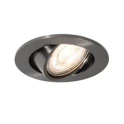 QAZQA Einbaustrahler|Wohnzimmerlampen*Set van 6 moderne inbouwspots gunmetal GU10 50mm rond kantelbaar - Cisco