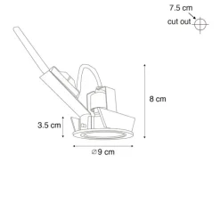 QAZQA Einbaustrahler|Wohnzimmerlampen*Set van 6 moderne inbouwspots gunmetal GU10 50mm rond kantelbaar - Cisco