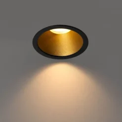 QAZQA Badezimmerlampen|Außenstrahler*Set van 6 moderne inbouwspots zwart met goud GU10 35mm IP44 - Dept