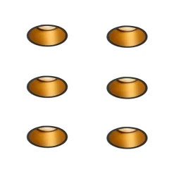 QAZQA Badezimmerlampen|Schlafzimmerlampen*Set van 6 moderne inbouwspots zwart met goud GU10 50mm IP44 - Dept