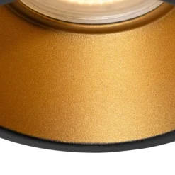 QAZQA Badezimmerlampen|Schlafzimmerlampen*Set van 6 moderne inbouwspots zwart met goud GU10 50mm IP44 - Dept