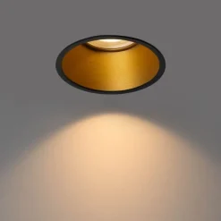 QAZQA Badezimmerlampen|Schlafzimmerlampen*Set van 6 moderne inbouwspots zwart met goud GU10 50mm IP44 - Dept