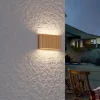 QAZQA Gartenbeleuchtung|Led-Außenleuchten*Skandinavische Außenwandleuchte Holzoptik 17,5 cm inkl. LED IP65 - Batt