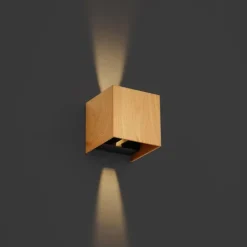 QAZQA Gartenbeleuchtung|Led-Außenleuchten*Skandinavische Außenwandleuchte Holzoptik inkl. LED IP54 - Edwin