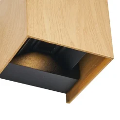 QAZQA Gartenbeleuchtung|Led-Außenleuchten*Skandinavische Außenwandleuchte Holzoptik inkl. LED IP54 - Edwin