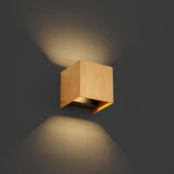 QAZQA Gartenbeleuchtung|Led-Außenleuchten*Skandinavische Außenwandleuchte Holzoptik inkl. LED IP54 - Edwin