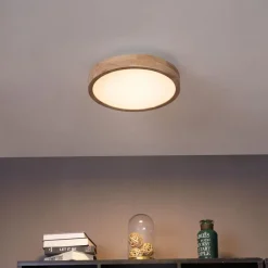 QAZQA Led-Deckenleuchten|Deckenleuchten*Skandinavische Deckenleuchte Holz 40cm inkl. LED Dimmbar - Pecker