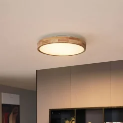 QAZQA Schlafzimmerlampen|Küchenlampen*Skandinavische Deckenleuchte Holz 50cm inkl. LED Dimmbar - Pecker