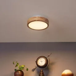 QAZQA Schlafzimmerlampen|Küchenlampen*Skandinavische Deckenleuchte Holz 30cm inkl. LED Dimmbar - Pecker