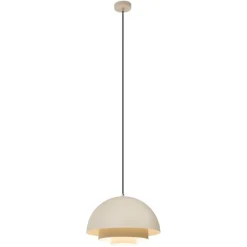 QAZQA Schlafzimmerlampen|Esszimmerlampen*Skandinavische Hängelampe Creme mit weißer Innenseite - Loes