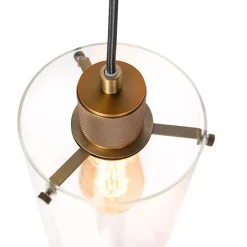 QAZQA Schlafzimmerlampen|Küchenlampen*Skandinavische Hängelampe Bronze mit Glas 4-Licht - Kuppel