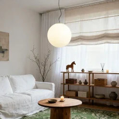 QAZQA Schlafzimmerlampen|Küchenlampen*Skandinavische Hängelampe Opalglas 40 cm - Ball 40