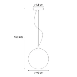 QAZQA Schlafzimmerlampen|Küchenlampen*Skandinavische Hängelampe Opalglas 40 cm - Ball 40
