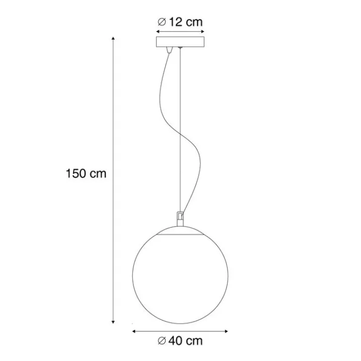 QAZQA Schlafzimmerlampen|Küchenlampen*Skandinavische Hängelampe Opalglas 40 cm - Ball 40