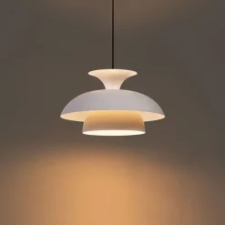 QAZQA Schlafzimmerlampen|Esszimmerlampen*Skandinavische Hängelampe Beige mit weißer Innenseite - Titus