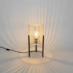 QAZQA Tischlampen|Wohnzimmerlampen*Skandinavische Tischlampe Bambus - Natasja