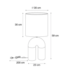 QAZQA Tischlampen|Wohnzimmerlampen*Skandinavische Tischleuchte Schwarz mit weißem Leinen-Schirm - Lotti