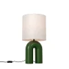 QAZQA Tischlampen|Wohnzimmerlampen*Skandinavische Tischleuchte Grün mit weißem Leinen-Schirm - Lotti