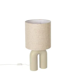 QAZQA Tischlampen|Wohnzimmerlampen*Skandinavische Tischleuchte Beige mit Leinen-Schirm Beige - Lotti