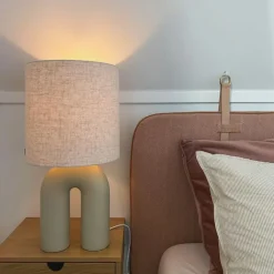 QAZQA Tischlampen|Wohnzimmerlampen*Skandinavische Tischleuchte Beige mit Leinen-Schirm Beige - Lotti