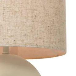 QAZQA Tischlampen|Wohnzimmerlampen*Skandinavische Tischleuchte Beige mit Leinen-Schirm Beige - Lotti