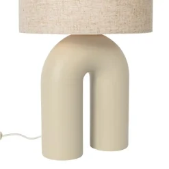 QAZQA Tischlampen|Wohnzimmerlampen*Skandinavische Tischleuchte Beige mit Leinen-Schirm Beige - Lotti