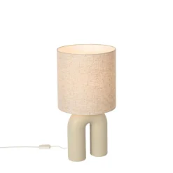 QAZQA Tischlampen|Wohnzimmerlampen*Skandinavische Tischleuchte Beige mit Leinen-Schirm Beige - Lotti