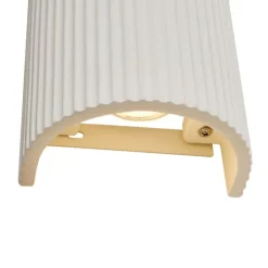 QAZQA Wandleuchten|Wohnzimmerlampen*Skandinavische Wandleuchte Beige Halbkreis 2-flammig - Plaster