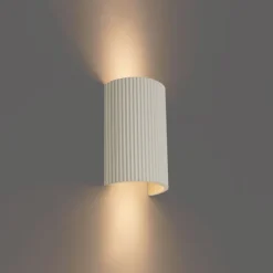 QAZQA Wandleuchten|Wohnzimmerlampen*Skandinavische Wandleuchte Beige Halbkreis 2-flammig - Plaster