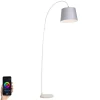 QAZQA Smarte Stehlampen|Stehlampen*Smart Bogenlampe Stahl Stoffschirm grau inkl. WiFi A60 - Bend