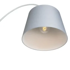 QAZQA Smarte Stehlampen|Stehlampen*Smart Bogenlampe Stahl Stoffschirm grau inkl. WiFi A60 - Bend