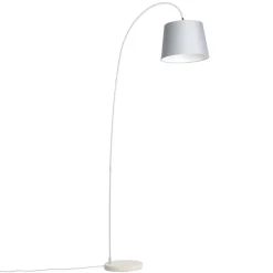 QAZQA Smarte Stehlampen|Stehlampen*Smart Bogenlampe Stahl Stoffschirm grau inkl. WiFi A60 - Bend