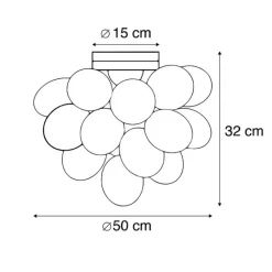QAZQA Smarte Deckenleuchten|Deckenleuchten*Smart Deckenleuchte schwarz mit Rauchglas inkl. 6 Wifi G9 - Uvas