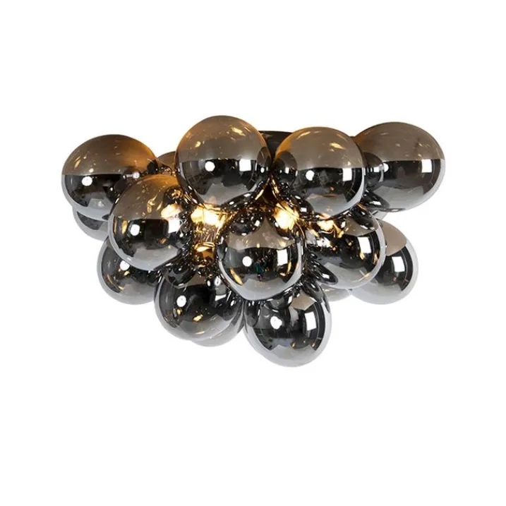 QAZQA Smarte Deckenleuchten|Deckenleuchten*Smart Deckenleuchte schwarz mit Rauchglas inkl. 6 Wifi G9 - Uvas