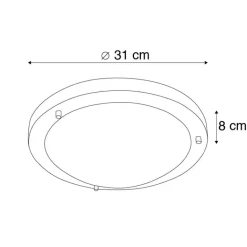 QAZQA Gartenbeleuchtung|Badezimmerlampen*Smart Deckenleuchte Stahl 31 cm inkl. WiFi A60 IP44 - Yuma