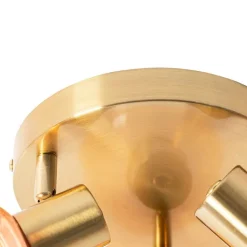 QAZQA Smarte Spots|Smarte Deckenleuchten*Smart Deckenstrahler Gold mit rosafarbenem Glas inkl. 3 Wifi P45 - Vidro