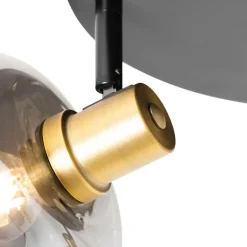 QAZQA Smarte Spots|Smarte Deckenleuchten*Smart Deckenstrahler Schwarz mit Gold und Rauchglas inkl. 3 Wifi P45 - Zuzanna