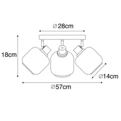 QAZQA Smarte Spots|Smarte Deckenleuchten*Smart Deckenstrahler Schwarz mit Gold und Rauchglas inkl. 3 Wifi P45 - Zuzanna