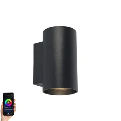 QAZQA Smarte Wandleuchten|Wandleuchten*Smart Design Wandleuchte schwarz inkl. WiFi GU10 - Sandy