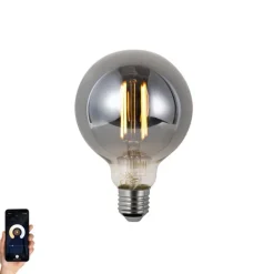 LUUMR Smarte Glühbirnen|Filament Lampen*Smart Dimmbare LED-Glühbirne E27 G95 Rauchglas 4,9W 150lm 1800K