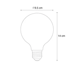 LUUMR Smarte Glühbirnen|Filament Lampen*Smart Dimmbare LED-Glühbirne E27 G95 Rauchglas 4,9W 150lm 1800K