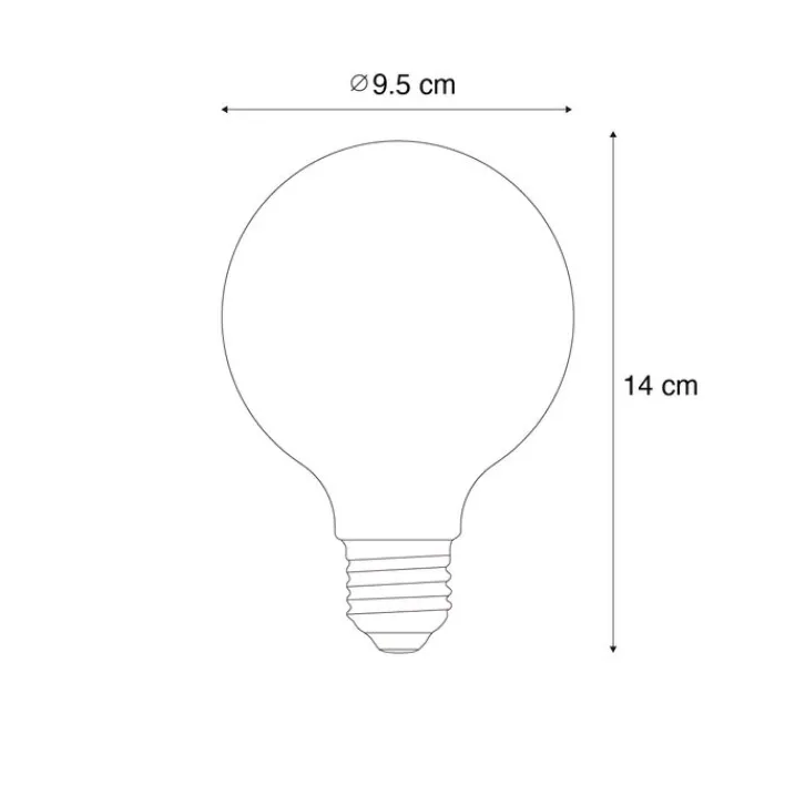 LUUMR Smarte Glühbirnen|Filament Lampen*Smart Dimmbare LED-Glühbirne E27 G95 Rauchglas 4,9W 150lm 1800K