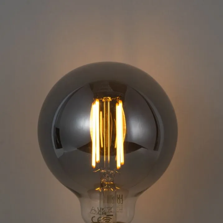 LUUMR Smarte Glühbirnen|Filament Lampen*Smart Dimmbare LED-Glühbirne E27 G95 Rauchglas 4,9W 150lm 1800K